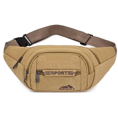 Sports Canvas Waist For Men Large Capacity Fanny Pack Fashion Male Phone Belt Outdoor Chest Casual Crossbody Bag