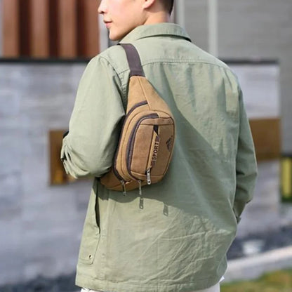 Sports Canvas Waist For Men Large Capacity Fanny Pack Fashion Male Phone Belt Outdoor Chest Casual Crossbody Bag