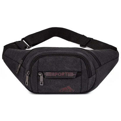Sports Canvas Waist For Men Large Capacity Fanny Pack Fashion Male Phone Belt Outdoor Chest Casual Crossbody Bag