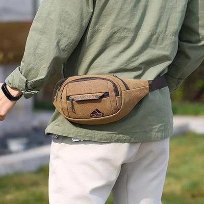 Sports Canvas Waist For Men Large Capacity Fanny Pack Fashion Male Phone Belt Outdoor Chest Casual Crossbody Bag