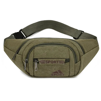Sports Canvas Waist For Men Large Capacity Fanny Pack Fashion Male Phone Belt Outdoor Chest Casual Crossbody Bag