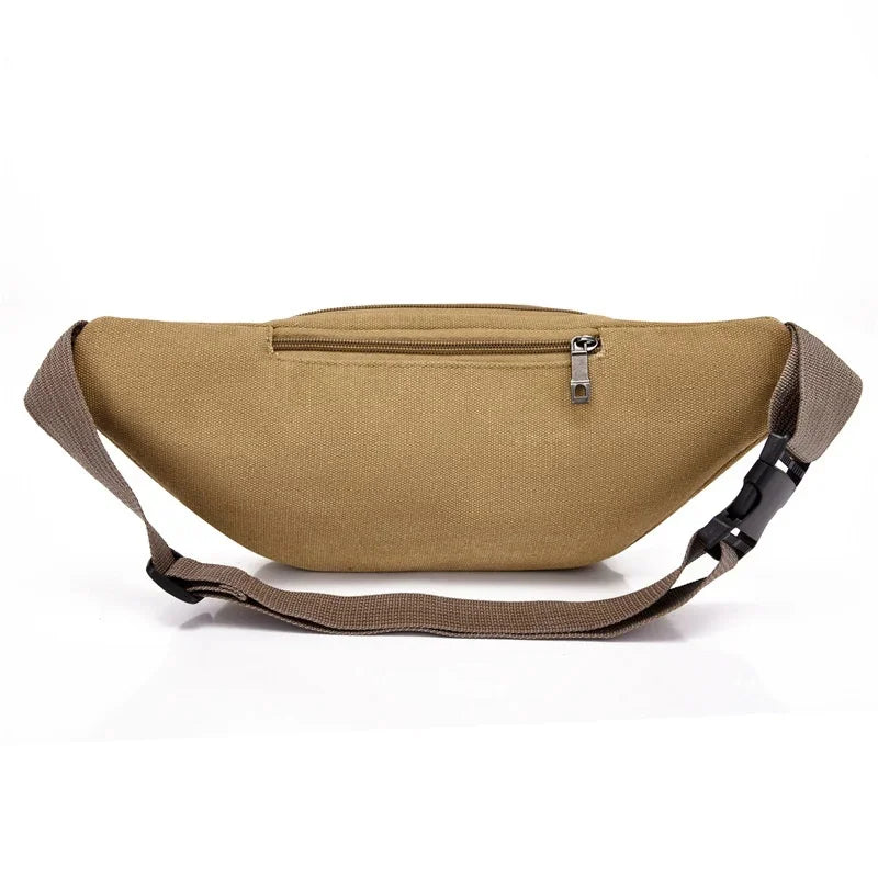 Sports Canvas Waist For Men Large Capacity Fanny Pack Fashion Male Phone Belt Outdoor Chest Casual Crossbody Bag