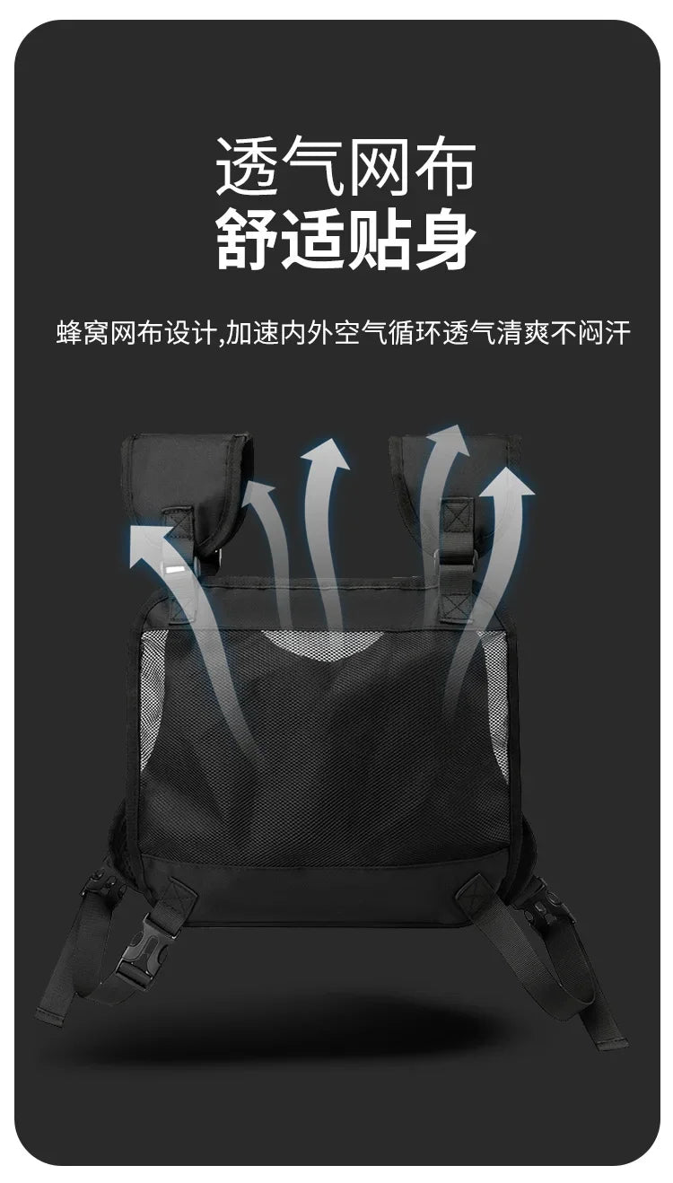 Sports Chest Bag for Men, Water Resistant Lightweight Front Running Vest Bag & Extra Storage for Workouts, Cycling