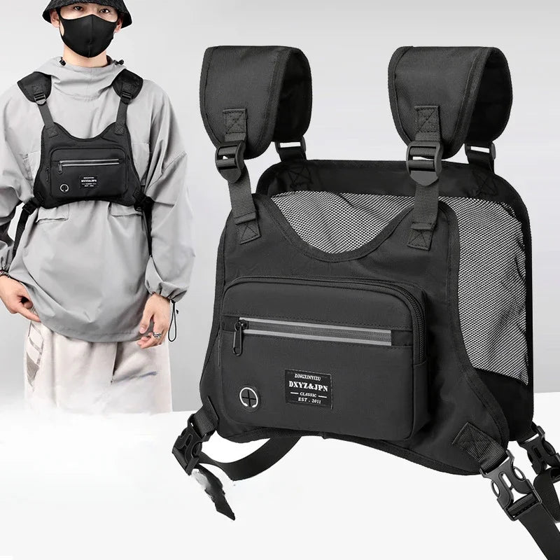 Sports Chest Bag for Men, Water Resistant Lightweight Front Running Vest Bag & Extra Storage for Workouts, Cycling