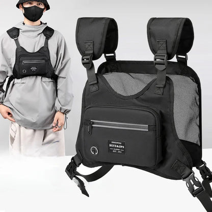 Sports Chest Bag for Men, Water Resistant Lightweight Front Running Vest Bag & Extra Storage for Workouts, Cycling