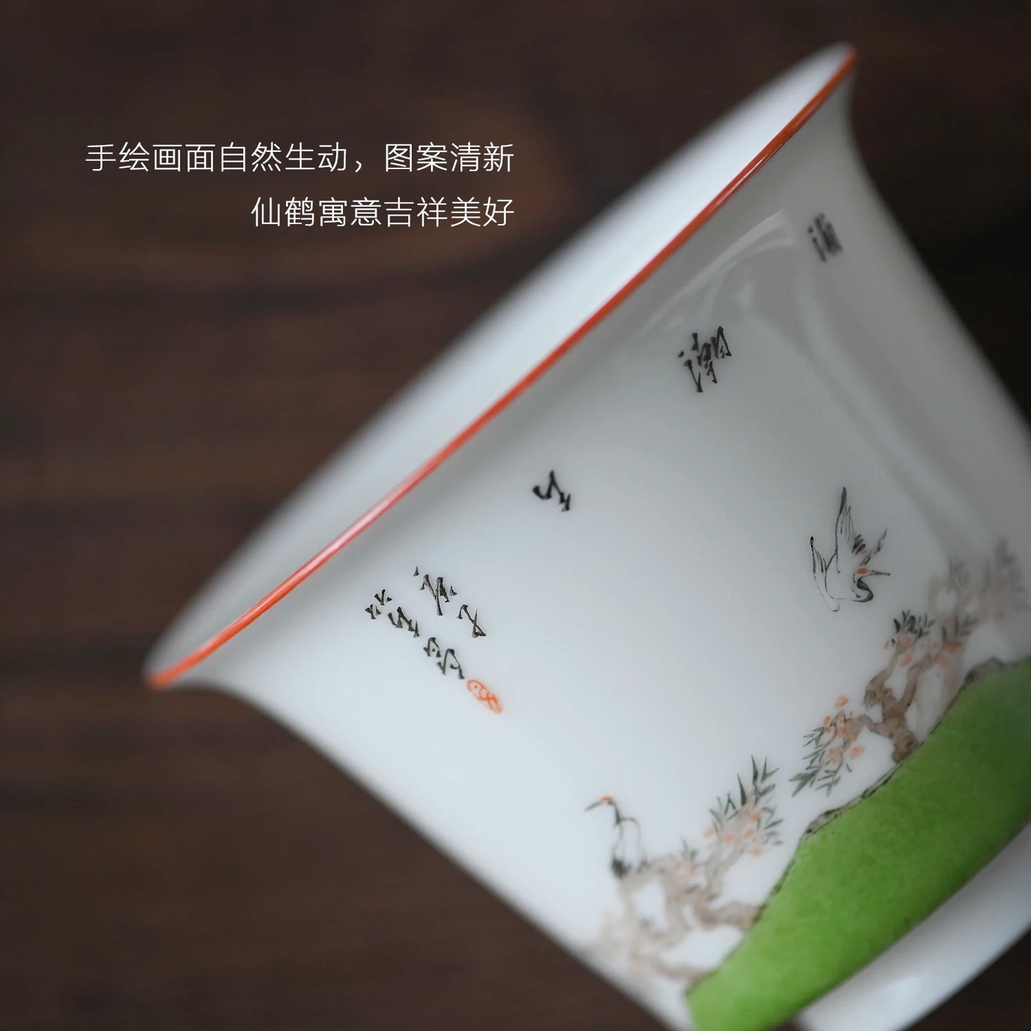 Spray at the beginning of the jingdezhen hand-painted horseshoe tureen kung fu tea tea art ceramic cups tea bowls