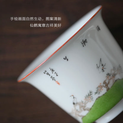 Spray at the beginning of the jingdezhen hand-painted horseshoe tureen kung fu tea tea art ceramic cups tea bowls