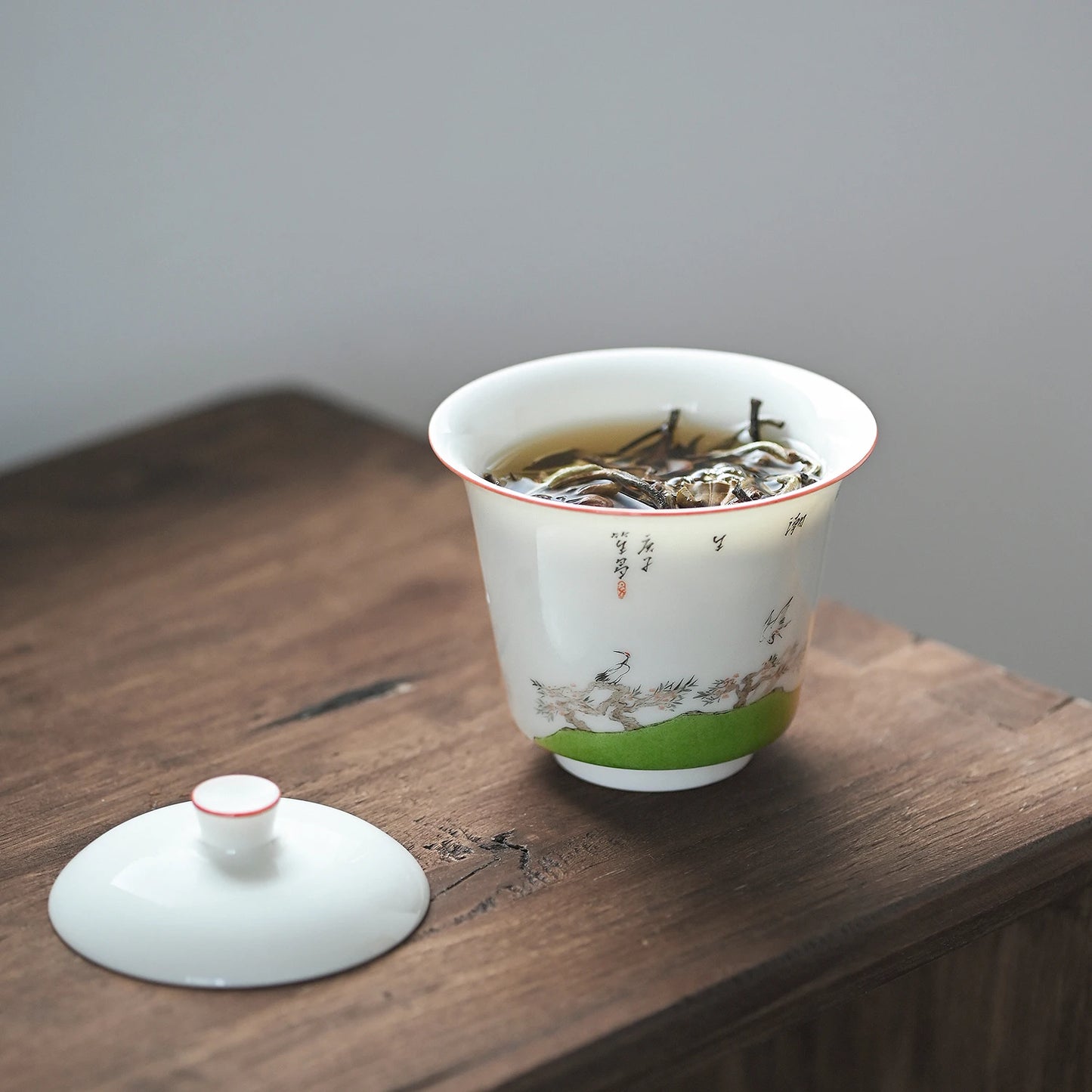 Spray at the beginning of the jingdezhen hand-painted horseshoe tureen kung fu tea tea art ceramic cups tea bowls