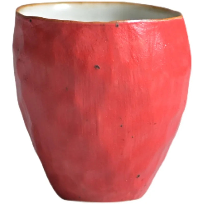 Spray at the beginning of the persimmon hand master cup red cup of jingdezhen art mugs high temperature ceramic tea set