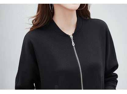 Spring Autumn Casual Sporty Jacke Women's  Jacket Stand Collar Streetwear All-match Zippered Coat