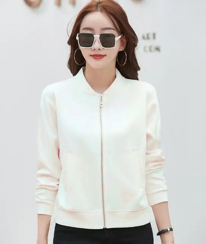 Spring Autumn Casual Sporty Jacke Women's  Jacket Stand Collar Streetwear All-match Zippered Coat