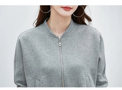Spring Autumn Casual Sporty Jacke Women's  Jacket Stand Collar Streetwear All-match Zippered Coat