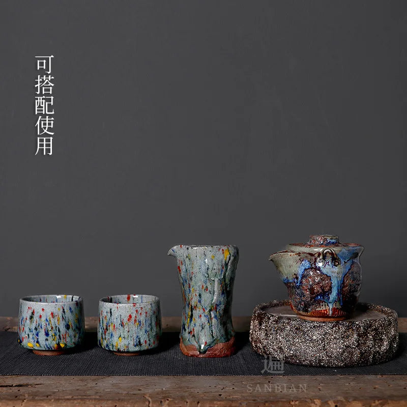 Spring Is like a Line Wild Fever Pitcher Japanese Gracked Glaze Supportable Creative Kung Fu Tea Set Old Rock Clay Fair Mug