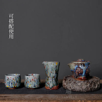 Spring Is like a Line Wild Fever Pitcher Japanese Gracked Glaze Supportable Creative Kung Fu Tea Set Old Rock Clay Fair Mug