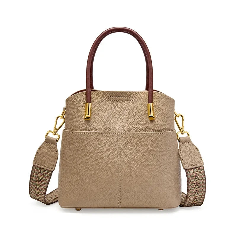 Spring and Summer 2024 Niche Genuine Leather Bucket Women's All-match Western-style Handbag High-end Casual Crossbody Bag Co