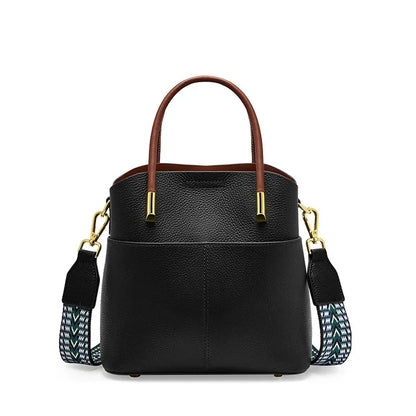 Spring and Summer 2024 Niche Genuine Leather Bucket Women's All-match Western-style Handbag High-end Casual Crossbody Bag Co