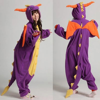 Spyro Pajamas Adult Kids Cosplay Costumes Purple Dragon Onesies For Unisex Dance Fancy Pajamas Halloween Near Year Gift
