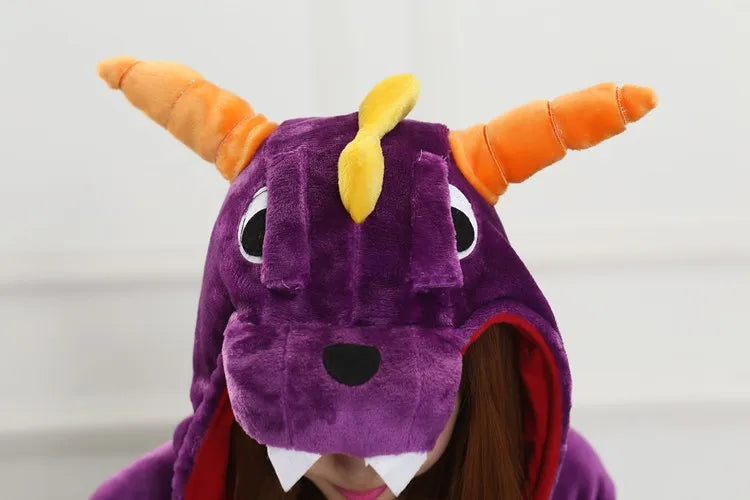 Spyro Pajamas Adult Kids Cosplay Costumes Purple Dragon Onesies For Unisex Dance Fancy Pajamas Halloween Near Year Gift