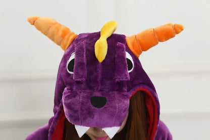 Spyro Pajamas Adult Kids Cosplay Costumes Purple Dragon Onesies For Unisex Dance Fancy Pajamas Halloween Near Year Gift