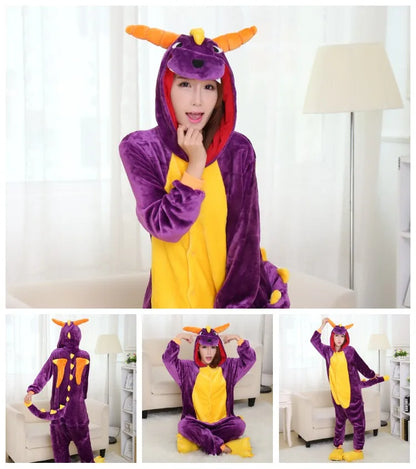 Spyro Pajamas Adult Kids Cosplay Costumes Purple Dragon Onesies For Unisex Dance Fancy Pajamas Halloween Near Year Gift