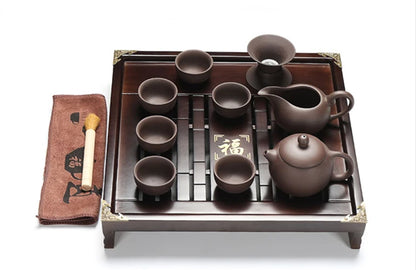 Square wood tea tray complete tea set Chinese kungfu tea sets wooden table for yixing zisha purple clay tea pot cup pitcher