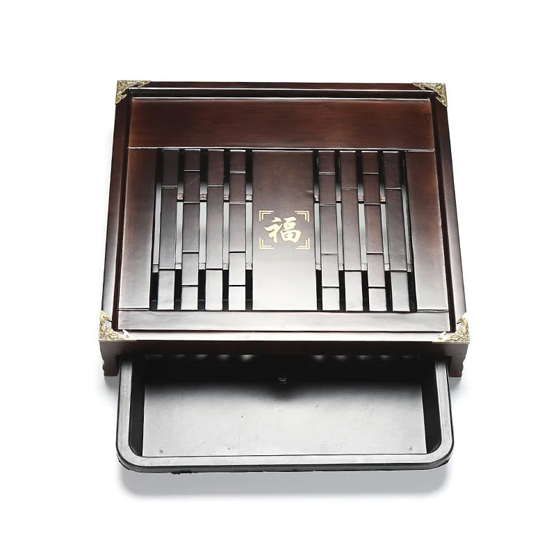Square wood tea tray complete tea set Chinese kungfu tea sets wooden table for yixing zisha purple clay tea pot cup pitcher
