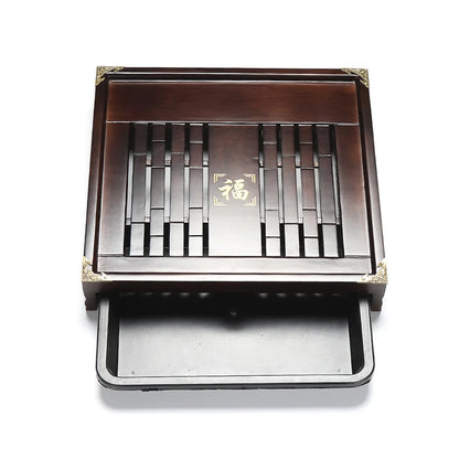 Square wood tea tray complete tea set Chinese kungfu tea sets wooden table for yixing zisha purple clay tea pot cup pitcher