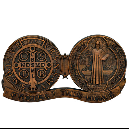 St. Benedict Decorative Religious Medal Catholic Saint Image Wooden Ornament St. Benedict Crucifix Exorcism Family Protection