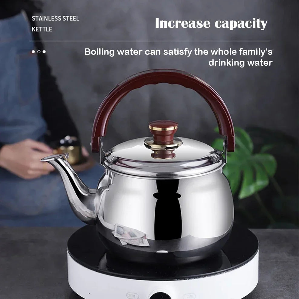Stainless Steel Boiling Water Kettle Thicken Large Capacity Whistling Pot Beep Reminder Teapot Suitable For Induction Cooker