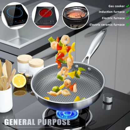 Stainless Steel Frying Pan 24/26/28/30cm Kitchen Non-stick Pan Cooking Skillet Kitchen Nonstick Skillet Induction Frying Pan