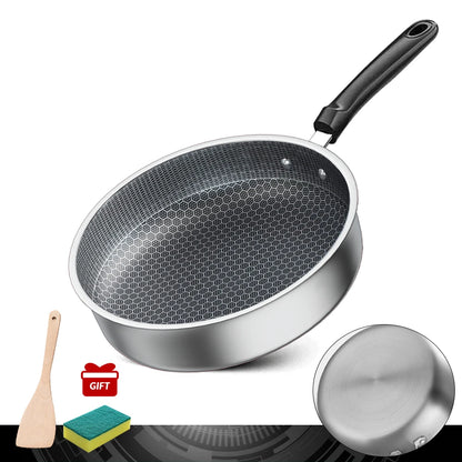 Stainless Steel Frying Pan 24/26/28/30cm Kitchen Non-stick Pan Cooking Skillet Kitchen Nonstick Skillet Induction Frying Pan
