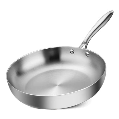 Stainless Steel Frying Pan 304 Stainless Thick 3 Ply Steel Skillet Pans Cooking Pots Non-stick Frying Pans Kitchen Pan Set