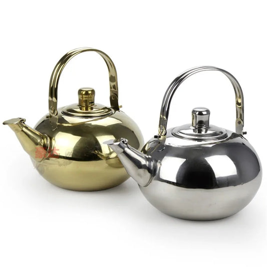 Stainless Steel Gold Teapot Coffee Pot Kettle with Tea Leaf Infuser Filter Coffee Maker Large Capacity Kung Fu Tea Set Tea Pot