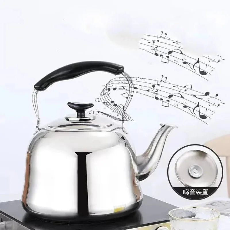 Stainless Steel Kettle Thick Food Grade Gas Whistle Pot Cooker Large Capacity Camping Whistling Teakettle Teapot  Kettle Tea