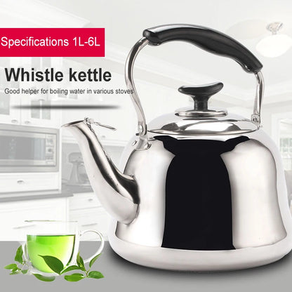 Stainless Steel Kettle Thick Food Grade Gas Whistle Pot Cooker Large Capacity Camping Whistling Teakettle Teapot  Kettle Tea