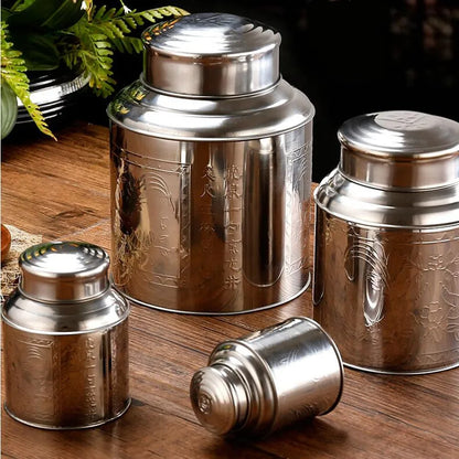 Stainless Steel Large Tea Caddy, Tea Packaging Iron Box, Household Portable Mini Metal Tea Box, Small Sealed Tea Canister