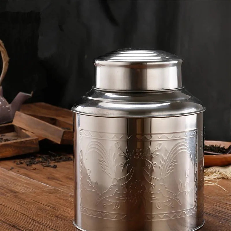 Stainless Steel Large Tea Caddy, Tea Packaging Iron Box, Household Portable Mini Metal Tea Box, Small Sealed Tea Canister