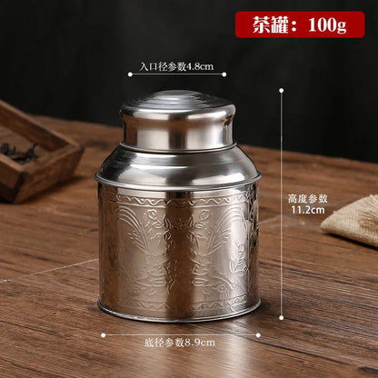 Stainless Steel Large Tea Caddy, Tea Packaging Iron Box, Household Portable Mini Metal Tea Box, Small Sealed Tea Canister