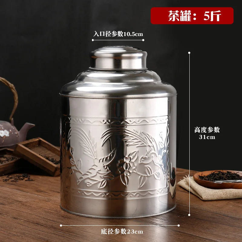 Stainless Steel Large Tea Caddy, Tea Packaging Iron Box, Household Portable Mini Metal Tea Box, Small Sealed Tea Canister