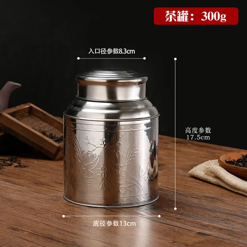 Stainless Steel Large Tea Caddy, Tea Packaging Iron Box, Household Portable Mini Metal Tea Box, Small Sealed Tea Canister