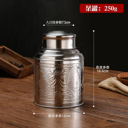 Stainless Steel Large Tea Caddy, Tea Packaging Iron Box, Household Portable Mini Metal Tea Box, Small Sealed Tea Canister