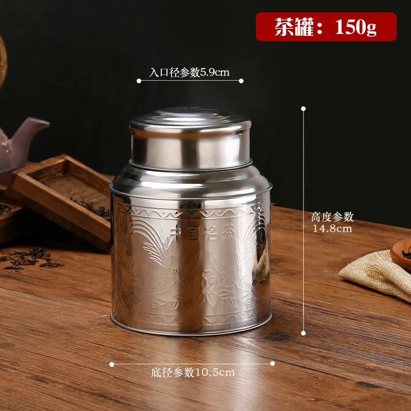 Stainless Steel Large Tea Caddy, Tea Packaging Iron Box, Household Portable Mini Metal Tea Box, Small Sealed Tea Canister