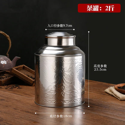 Stainless Steel Large Tea Caddy, Tea Packaging Iron Box, Household Portable Mini Metal Tea Box, Small Sealed Tea Canister