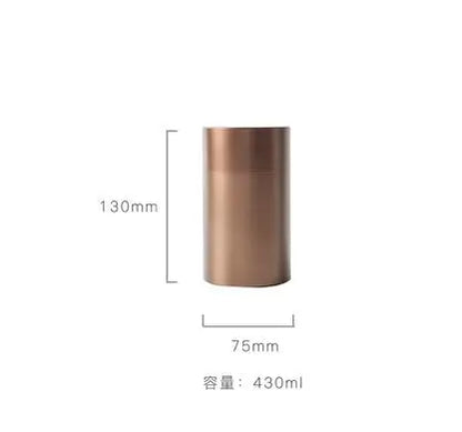 Stainless Steel Metal Tea Caddy, Sealed Tank, External Teeth, Tin Can, Metal Canister, Large, 430ml