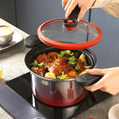 Stainless Steel Micro pressure cooker Household Explosion-proof Stew Pot Quick Heating Cooking Machine Push-pull lock 24L 26L