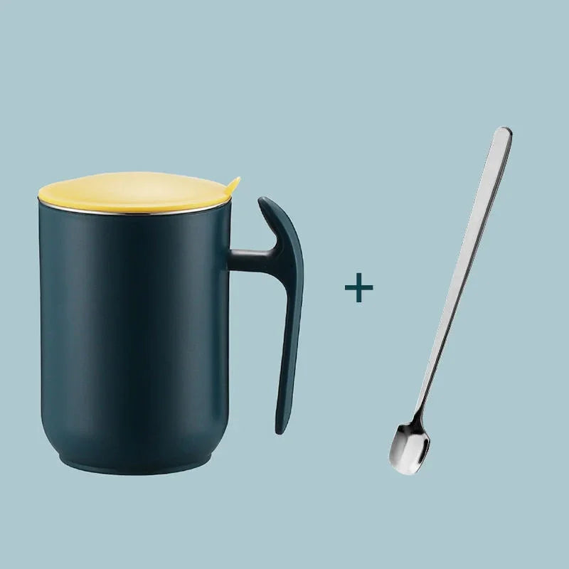 Stainless Steel Milk Coffee Mug Double Layer Leakproof Coffee Cup With Lid Kitchen Drinkware Breakfast Tea Mug