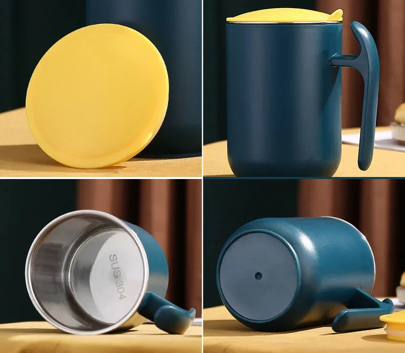 Stainless Steel Milk Coffee Mug Double Layer Leakproof Coffee Cup With Lid Kitchen Drinkware Breakfast Tea Mug