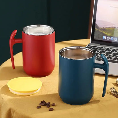 Stainless Steel Milk Coffee Mug Double Layer Leakproof Coffee Cup With Lid Kitchen Drinkware Breakfast Tea Mug