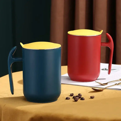 Stainless Steel Milk Coffee Mug Double Layer Leakproof Coffee Cup With Lid Kitchen Drinkware Breakfast Tea Mug