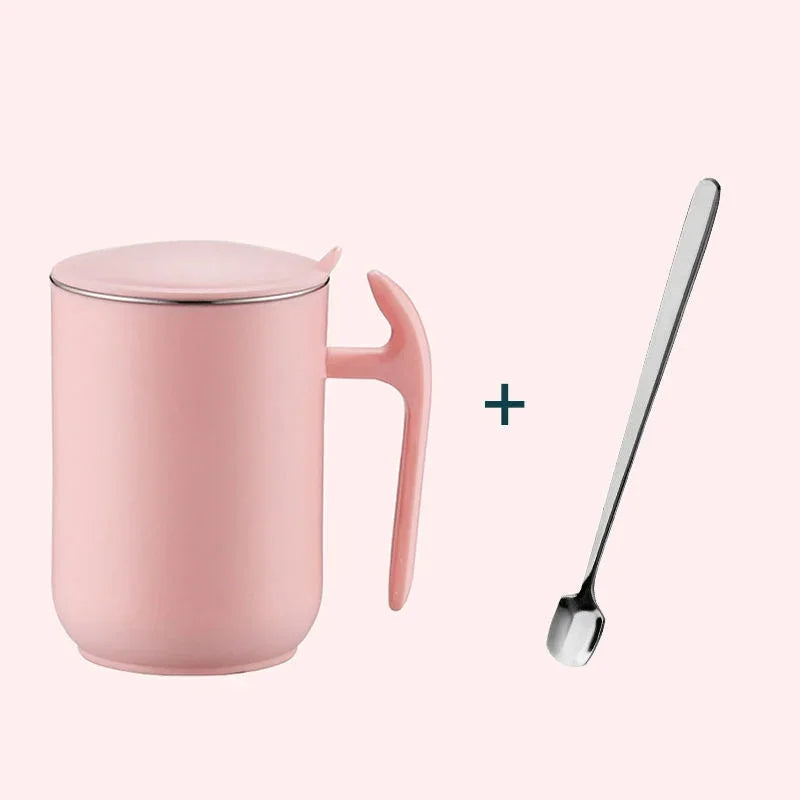 Stainless Steel Milk Coffee Mug Double Layer Leakproof Coffee Cup With Lid Kitchen Drinkware Breakfast Tea Mug
